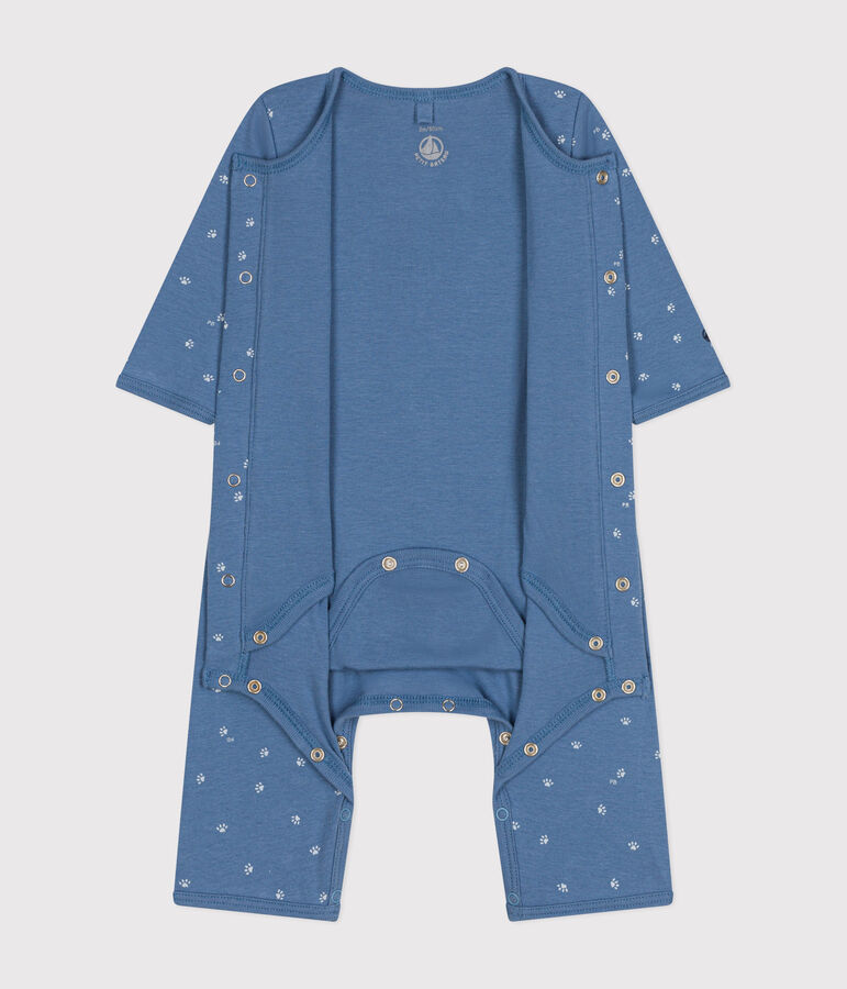 Babies' Footless Cotton Bodyjama blue/white