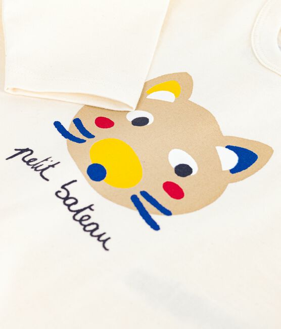 Babies' long-sleeved T-shirt with a cat design MILK /MULTICO