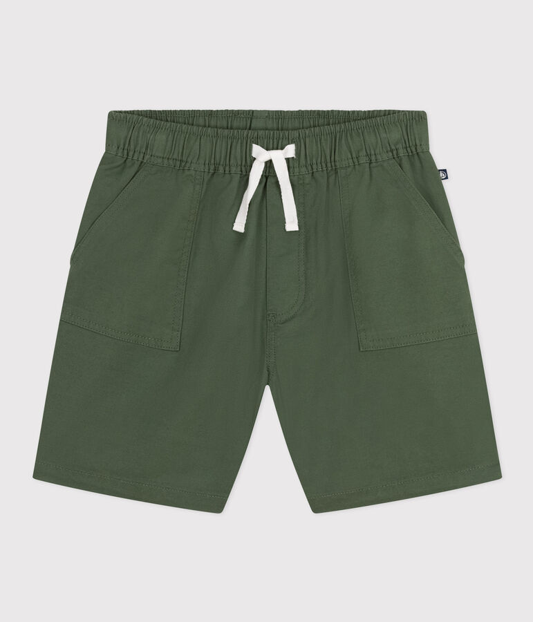 Children's Cotton and Linen Twill Shorts CROCO green