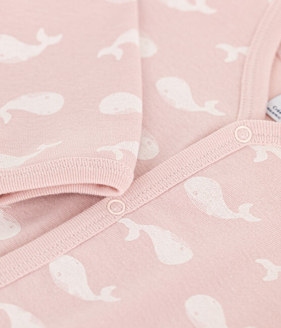 Babies' Printed Footless Cotton Sleepsuit SALINE /MARSHMALLOW