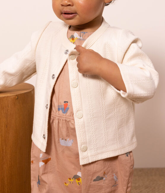 Babies' Fancy Stitch Jersey Cardigan AVALANCHE Ecru