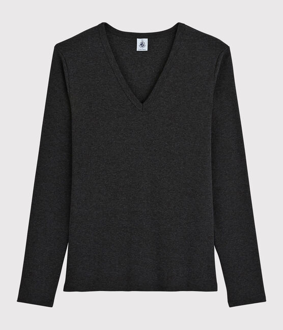Women's Iconic V-Neck Cotton T-Shirt CITY CHINE grey