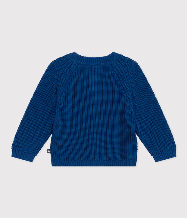 Babies' Knitted Cotton Cardigan blue
