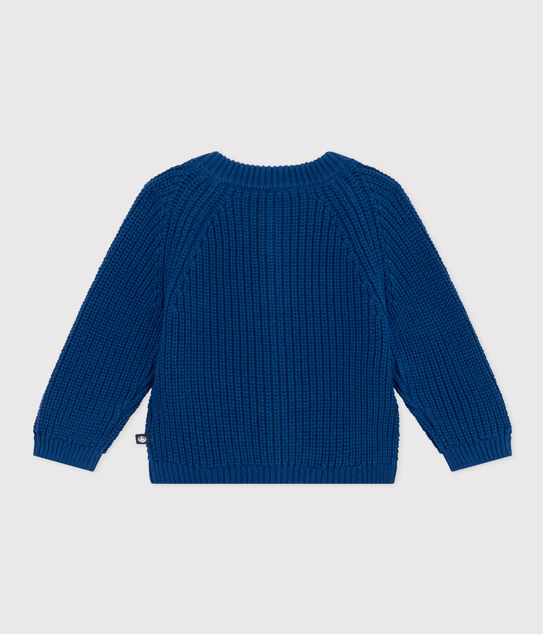 Babies' Knitted Cotton Cardigan blue