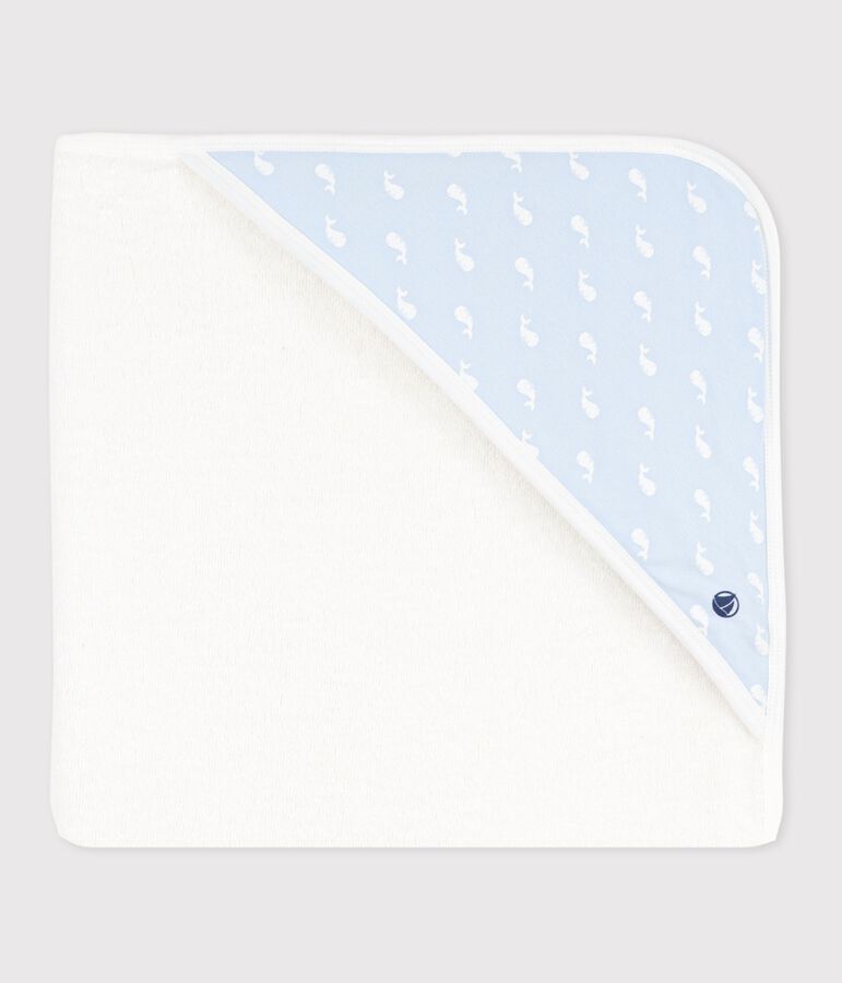 Babies' square cotton bath wrap blue/blue