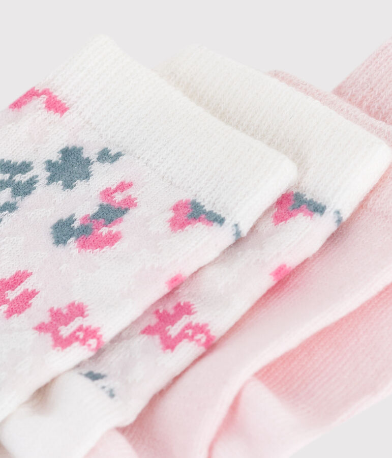 Babies' floral-print cotton socks - 2-pack multicolor