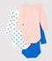 Blue Heart Patterned Long-Sleeved Bodysuits - 3-Pack variante 1