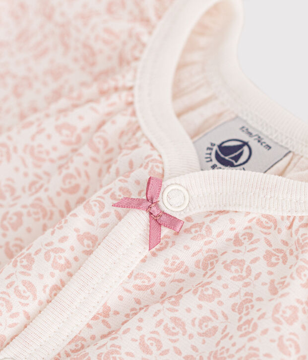 Babies' Floral Print Cotton Playsuit white/pink