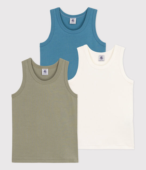Boys' Plain Cotton Vests - 3-Pack multicolor