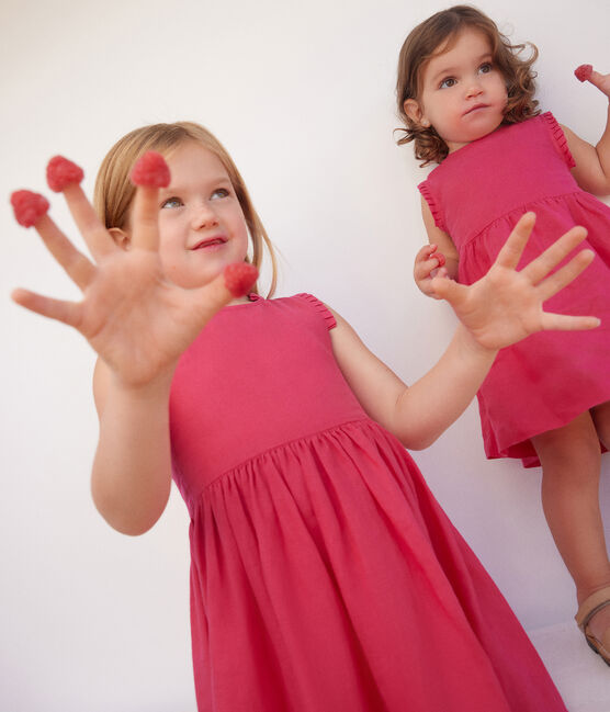 Girls' Sleeveless Linen Dress DELHI pink