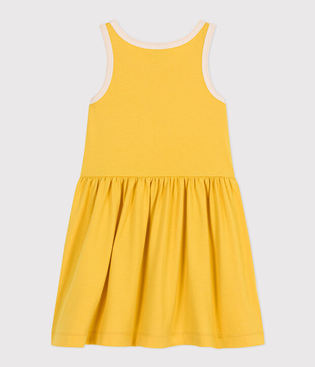 Girls' Sleeveless Cotton Dress yellow/ecru