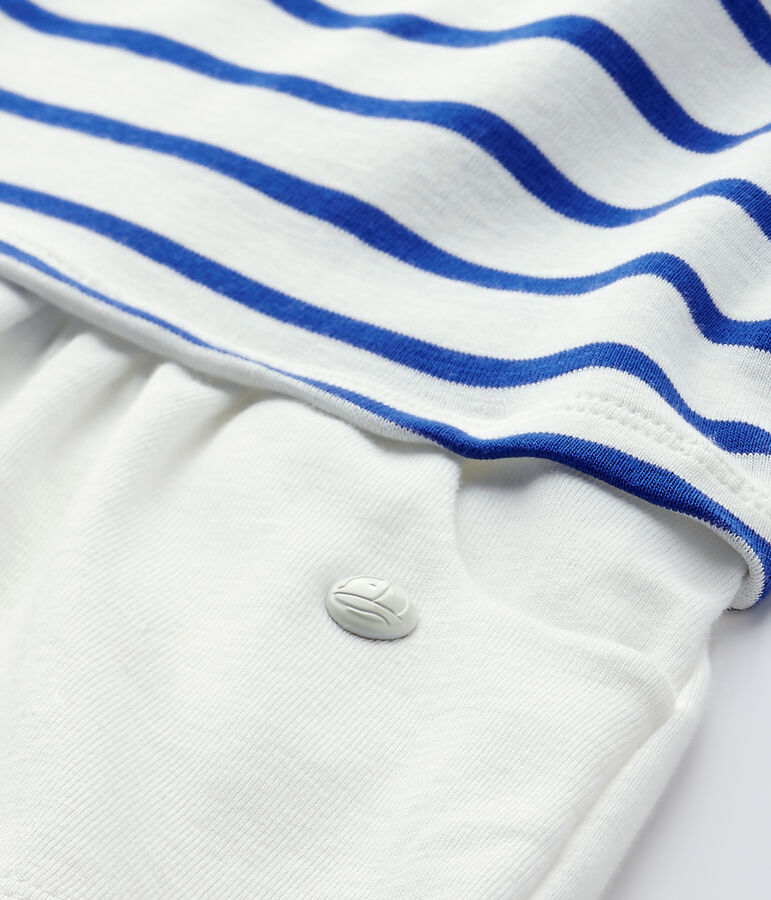 Baby girl's dress with short sleeves white/blue