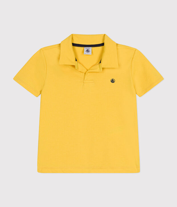 Boys' Short-Sleeved Cotton Polo Shirt yellow