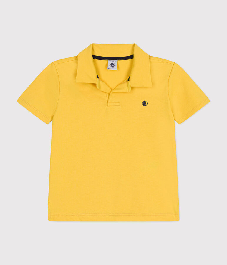 Boys' Short-Sleeved Cotton Polo Shirt yellow