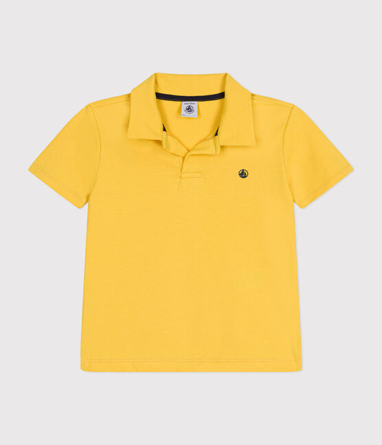 Boys' Short-Sleeved Cotton Polo Shirt NECTAR yellow