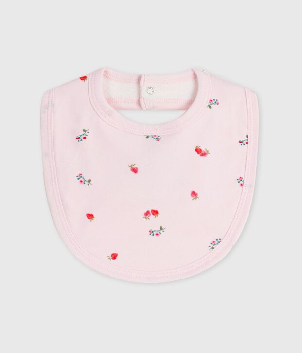 Newborn babies' printed cotton bib pink/multicolor