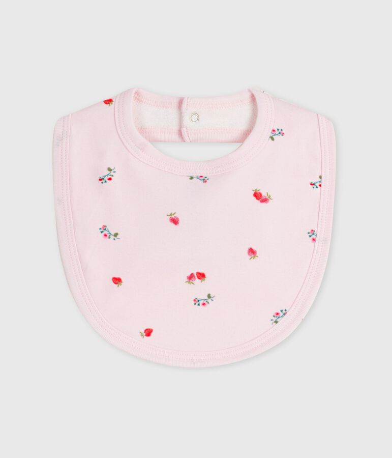 Newborn babies' printed cotton bib BARELY pink/MULTICO