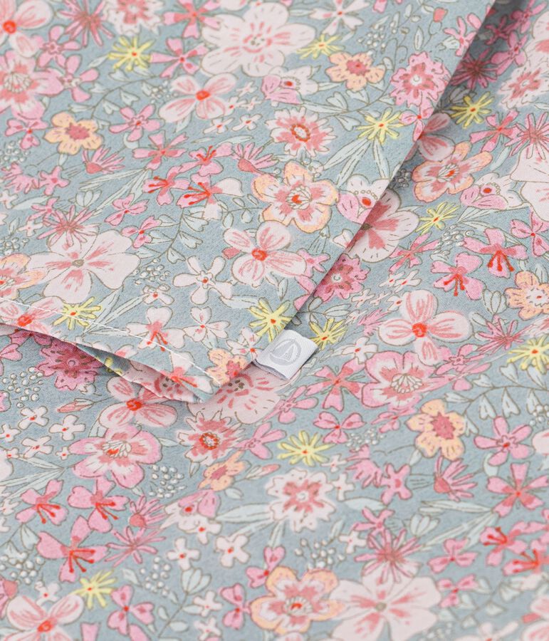 Children's short-sleeved floral print cotton blouse blue/multicolor