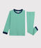 Boys' Green Pinstriped Ribbed Pyjamas PRADO green/MARSHMALLOW white