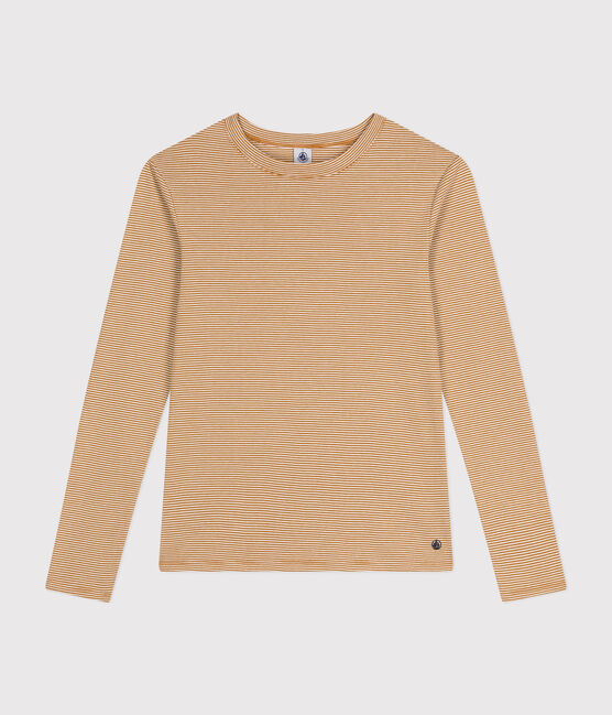 Women's Iconic Cotton Round Neck T-Shirt CUIVRE brown/MARSHMALLOW