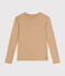 Women's Iconic Cotton Round Neck T-Shirt CUIVRE brown/MARSHMALLOW