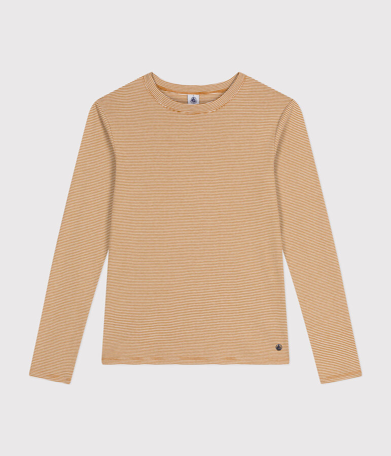 Women's Iconic Cotton Round Neck T-Shirt brown/white