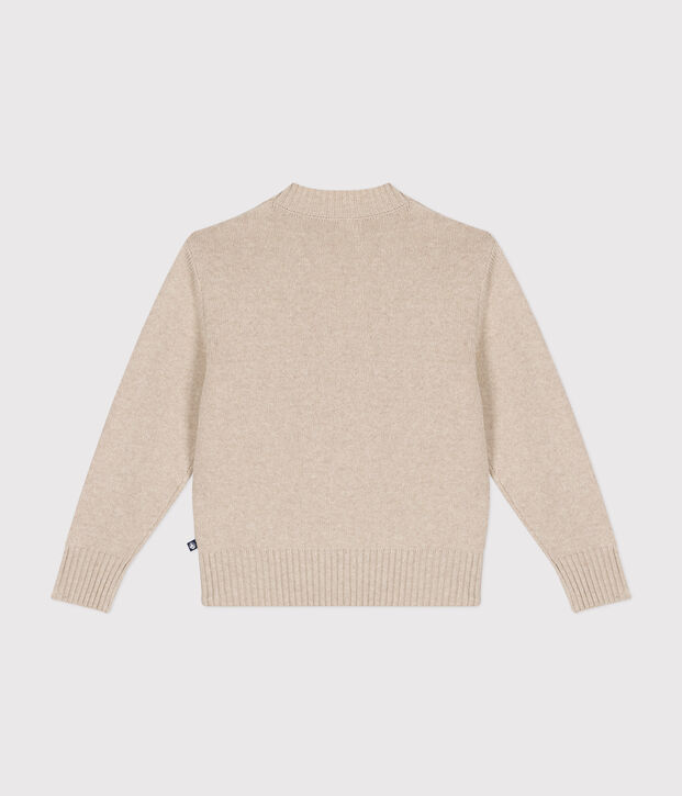 Girls' wool and cotton jumper Ecru/red