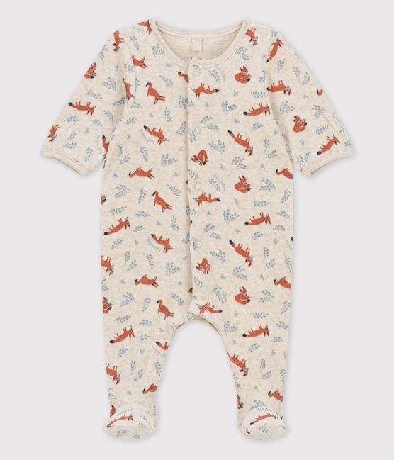 Dors-bien bébé en velours biologique imprimé MONTELIMAR beige/MARSHMALLOW grey