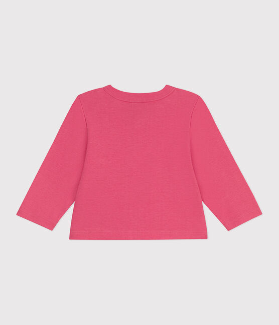Babies' plain cotton cardigan PEONIA pink
