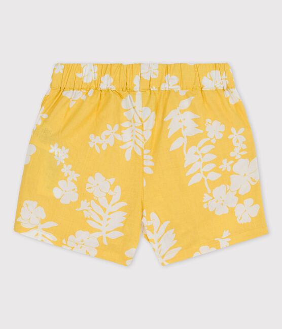 Babies' Poplin Hawaii Print Shorts ORGE yellow/MARSHMALLOW white