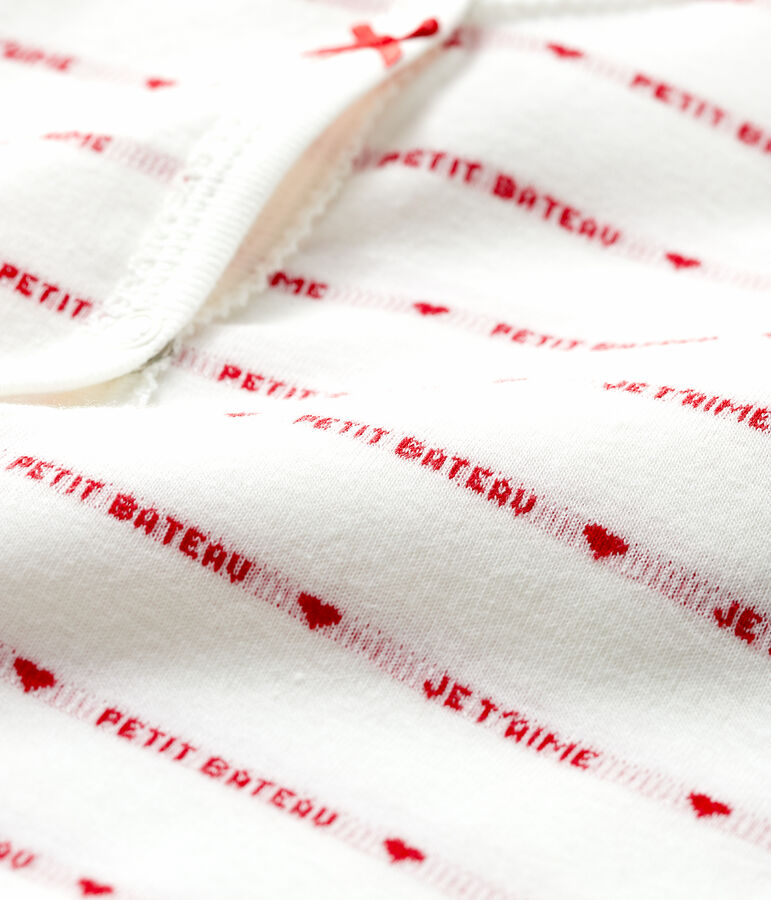 Petit Bateau Babies' Footless Sleepsuit with Woven Je t'aime white/red
