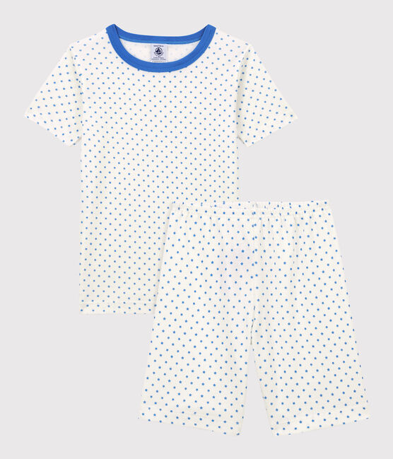 Boys' Blue Star Organic Cotton Short Pyjamas MARSHMALLOW white/BRASIER blue