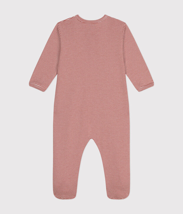 Babies' Stripy Cotton Pyjamas brown/white