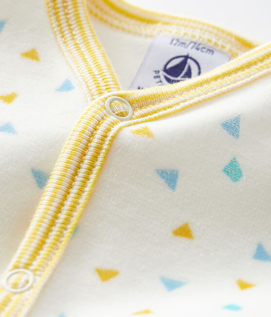 Babies' Confetti Print Velour Sleepsuit MARSHMALLOW white/MULTICO white