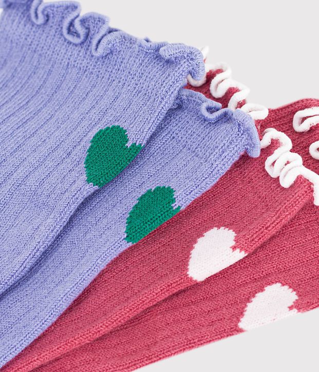 2 pairs of babies' heart-pattern cotton socks multicolor