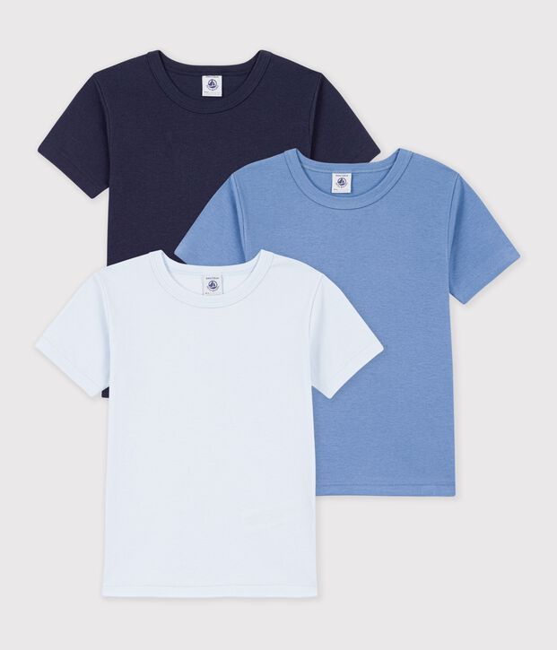 Pack of children's short-sleeved plain cotton T-shirts multicolor