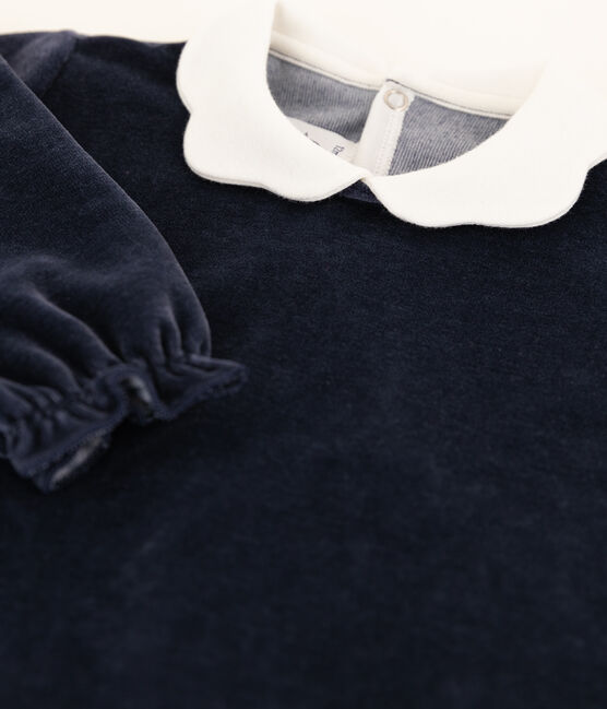 Babies' Velour Neck Sleepsuit SMOKING blue