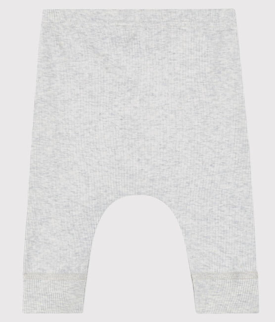 Babies' Organic Cotton 2x2 Rib Knit Leggings BELUGA CHINE grey