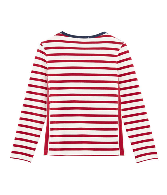 Women's stripy breton top TERKUIT red/MARSHMALLOW white