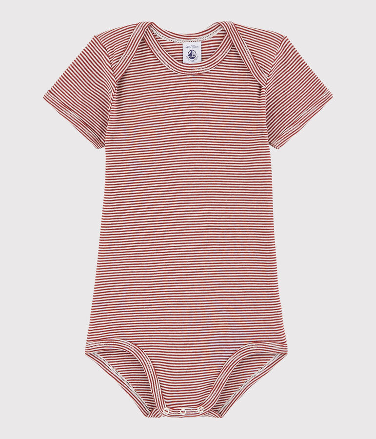 Unisex Babies' Short-Sleeved Bodysuit CARMIN red/MARSHMALLOW white