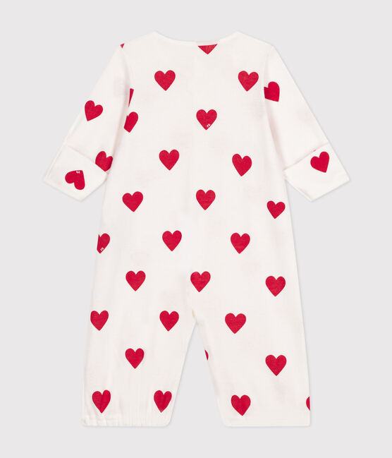 Babies' Heart Design Cotton Jumpsuit/Sleeping Bag MARSHMALLOW white/TERKUIT red