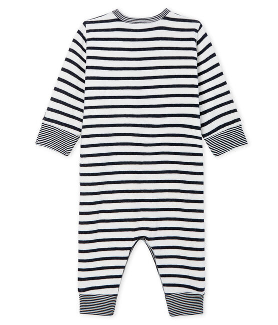 Baby Boys' Footless Tube Knit Sleepsuit MARSHMALLOW white/SMOKING CN blue