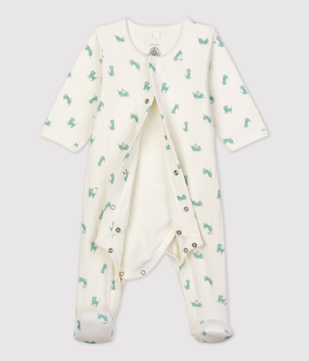 Babies' Organic Cotton Bodyjama white/green