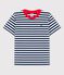 Boys' Short-Sleeved Cotton T-Shirt MEDIEVAL blue/MARSHMALLOW white