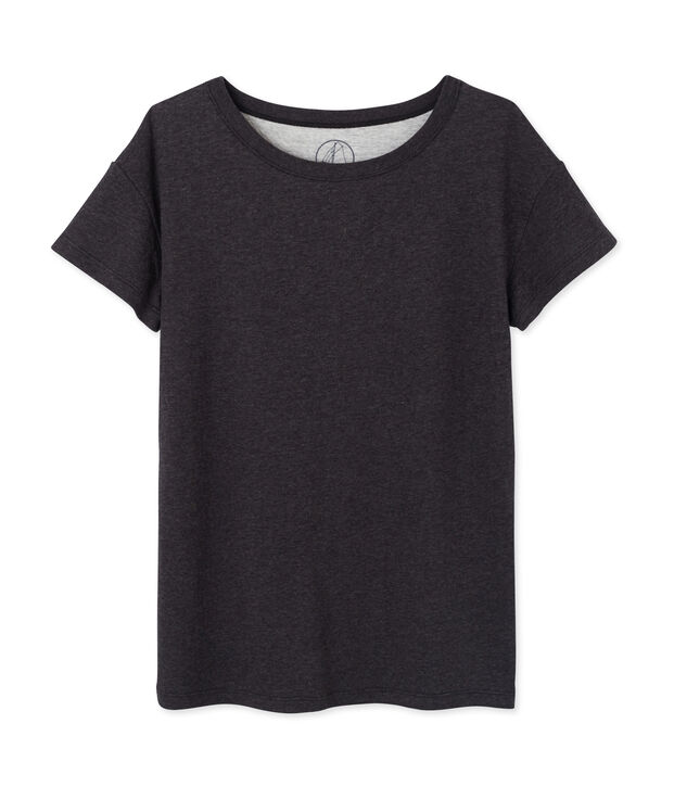 Women's maxi T-shirt in mottled extra-fine tube knit grey