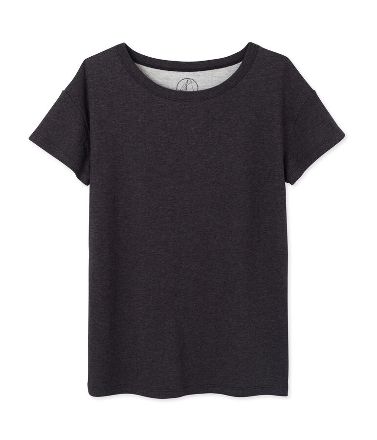 Women's maxi T-shirt in mottled extra-fine tube knit grey