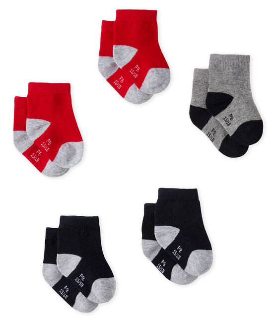 Set of 5 pairs of socks for baby boys SMOKING blue/TERKUIT red