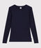 Women's Iconic long-sleeved wool and cotton T-shirt SMOKING blue