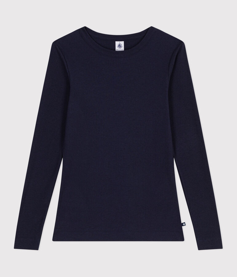 Women's Iconic long-sleeved wool and cotton T-shirt blue