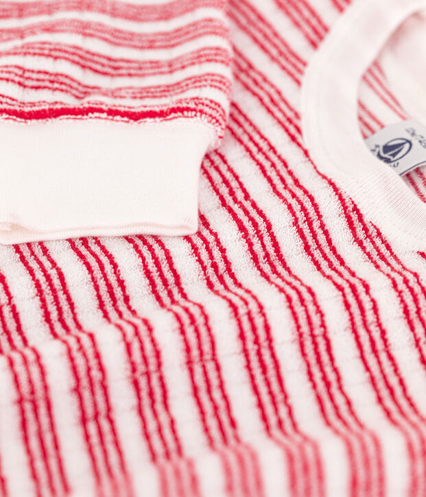 Babies' Striped Terry Sweatshirt white/red